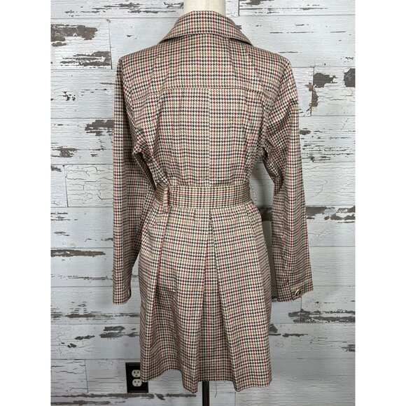 CABI Sherlock Houndstooth Plaid Trench Coat Sz M Style #3734 NWOT - Picture 4 of 8